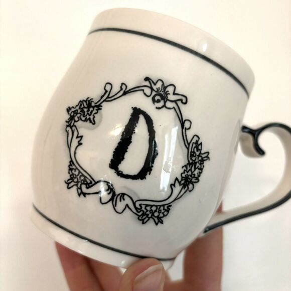 Katie Mandy Mug Letter Monogram Initial D ~ Green Stripe Inside Coffee Cup Mug - Picture 6 of 8
